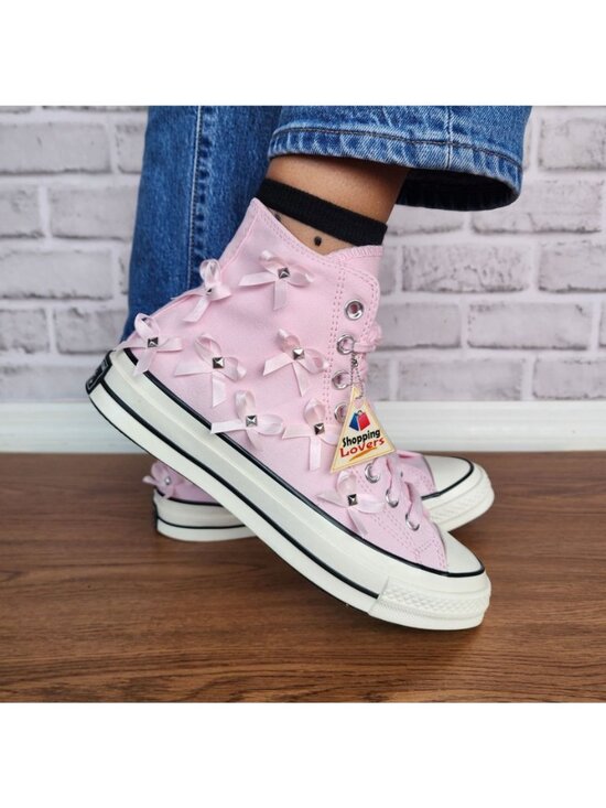 ⭐Converse Chuck 70 Hi Bow Edgy Studded Size 5 Men\'s Shoes Sneakers Pink A14444C⭐